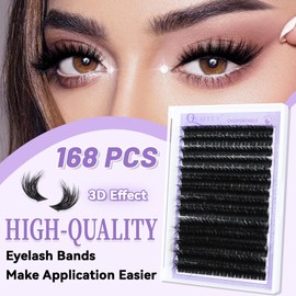 Fluffy Eyelash Clusters 10-18mm 168pcs Cluster Lashes DIY Individual Lashes Clusters Soft False Eyelashes Thick & Doll-Like Effect for Dramatic Eyes Beginner-Friendly