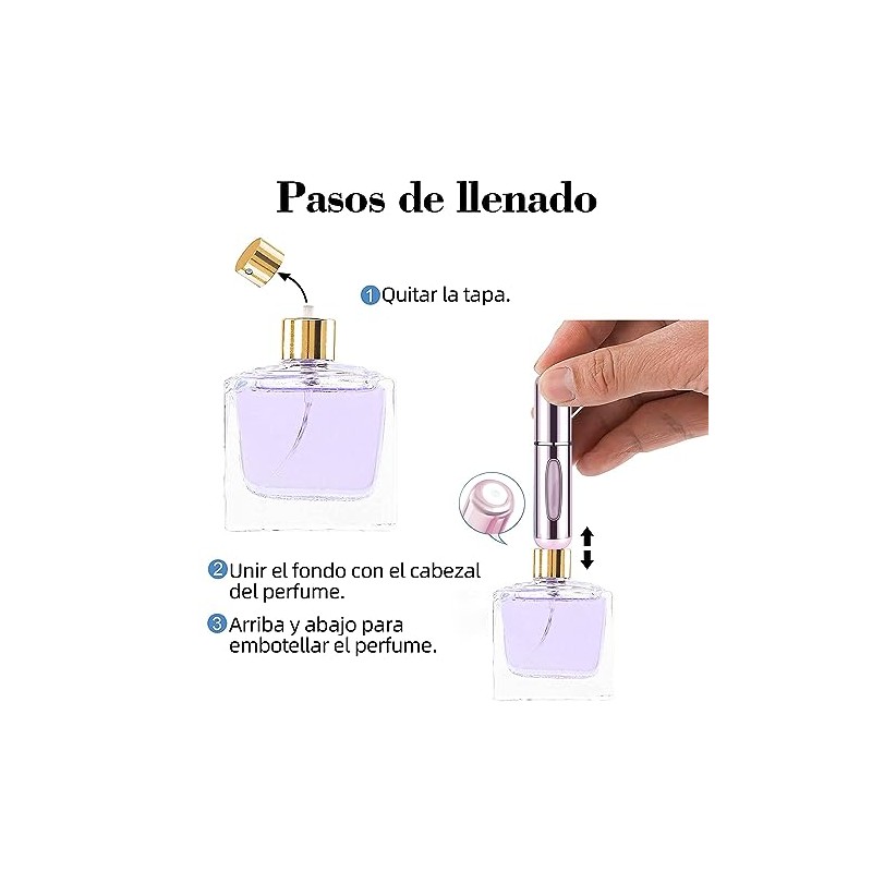 Mini Atomizador Perfume Recargable,5 ml Dispensador de Perfume Aluminio Portátil,4pcs