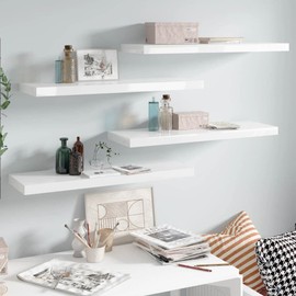 Casafoyer Floating Wall Shelves 4 pcs High Gloss White 31.5"x9.3"x1.5" MDF