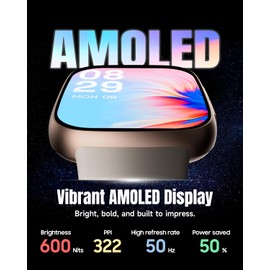 antfit Smart Watch, AMOLED Ultra-Clear Screen, 3ATM Swimming Waterproof, Answer/Make Calls, Fitness Tracker Running Watch, Heart Rate/Sleep Tracker/100 Sports, Compatible Android/iOS Phone, Beige