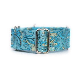 SightHound Gang Satin Lined Martingale Collar 1.2" Wide for IG Italian Greyhound Whippet Puppy Collar Other Breeds with Similar Neck (Turquoise M 8.5"-11.5")