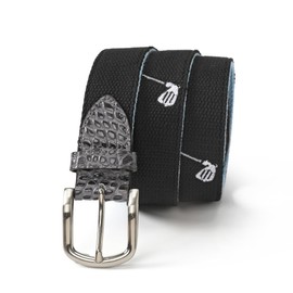 Mile High Life Golf Belts for Men, Canvas Belt with Genuine Leather Tips, Embroidered 2 Layer Web Belt with Pin Buckle