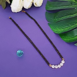 Efulgenz Indian Mangalsutra for Women Indian Bollywood Traditional Ethnic CZ Mangalsutra Pendant Necklace Black Beads Mangalsutra Jewelry for Women