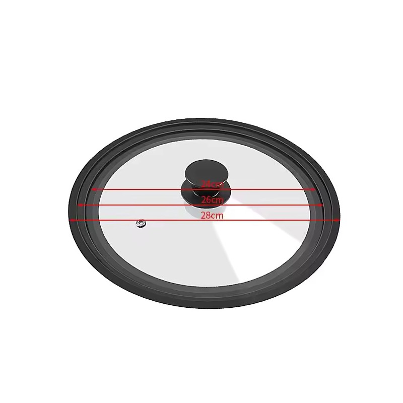 Universal Silicone Glass Pot Lid with Steam Vent, 16-32cm