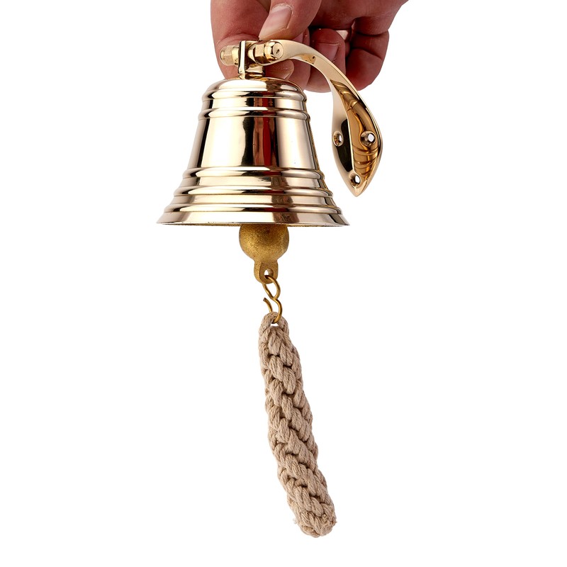 NKlaus 11572 Ship Bell Brass Gold with Wall Bracket and