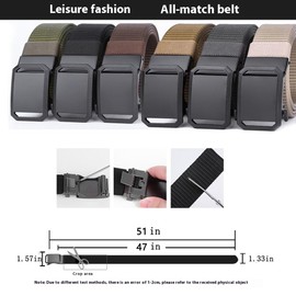 Men's Belt Ratchet Belts Nylon Automatic Buckle Belt Adjustable Slide Belt Metal Buckle Big Stomach Quick Release (black)