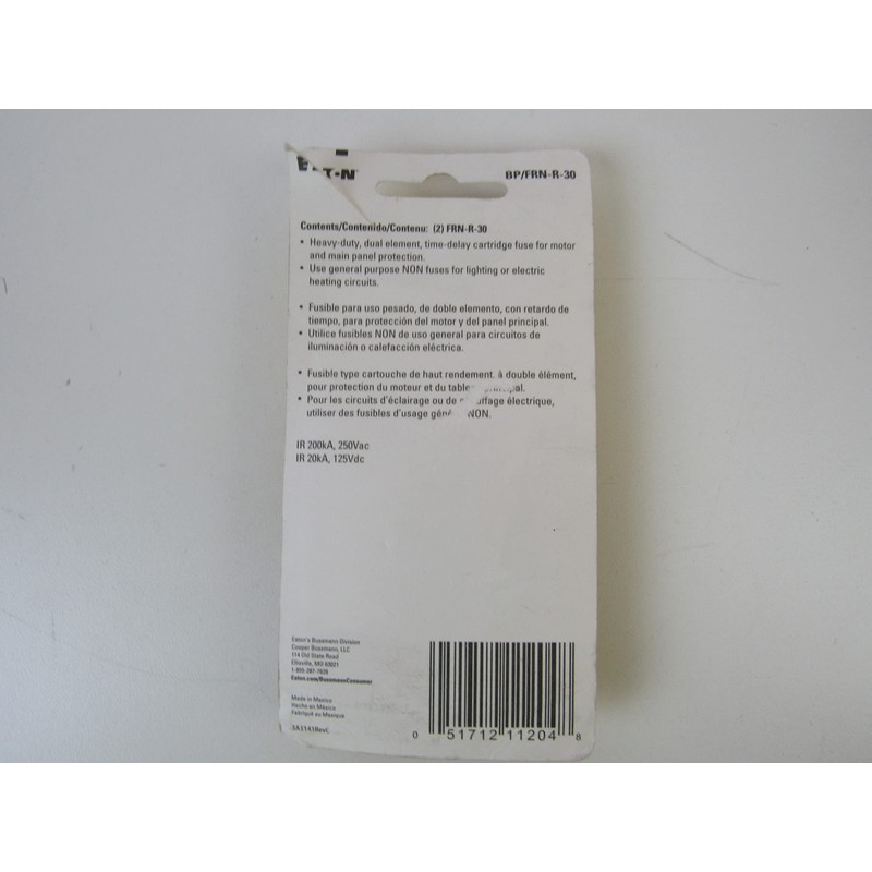 Bussmann BP/FRN-R-30 30 Amp Fusetron Dual Element Time-Delay Current Limiting