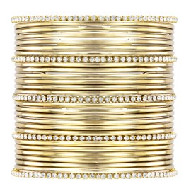 Aheli Gold Plated Diamond Studded Bangles Set Jewelry Ethnic Function Wear Gift for Women Size 2.6"