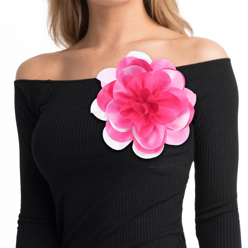 M METERXITY Extra Large Rose Flower Brooches, 7.87 Inch Lapel