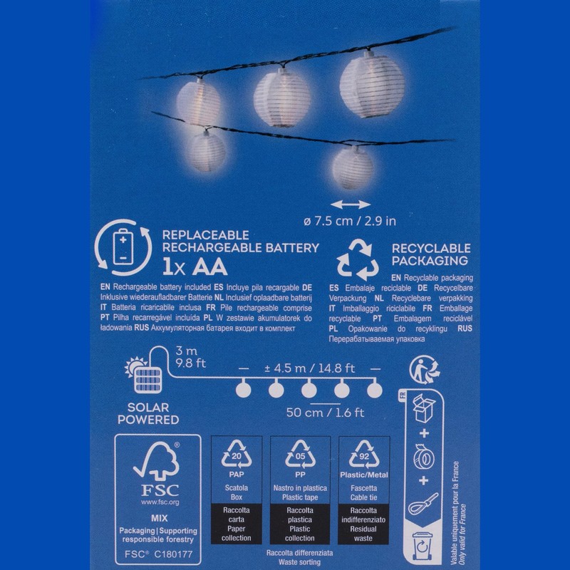 Kaemingk MI CASA GUIRNALDA Exterior Solar 7.5 m, White, LUZ