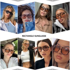 Hycredi Retro Aviator Sunglasses for Women Men, Trendy Square Sun Glasses, Vintage Rectangle Womens Shades - Tortoise/Gradient Brown + Black/Gradient Grey