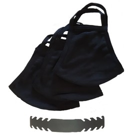 TAPRO USA Fashion 3 pack - Medium Black Face Mask - Adult - Unisex Cotton Washable w/ strap