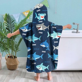 Shark Hooded Towels for Shark Lovers -35" x 60" Beach Towel Soft | Thick | Absorbent Cotton Wrap Blanket