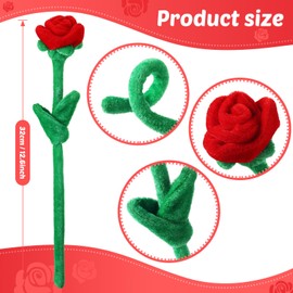 ZJoey 18 Pcs Plush Rose Flower Stuffed Bendable Stems Plush Bouquet Toy Soft Floral 12.6 Inch for Graduation 2025 Mother's Day Valentines Day Girl Girlfriend Wife Family and Friends(Red Series)