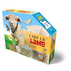 Madd Capp Lil' Lamb 100 Piece Jigsaw Puzzle for Ages 5+ - 4018 - Unique Animal-Shaped Border, Poster Size When Completed, Oversized Puzzle Pieces for Easy Handling, Includes Educational Fun Facts