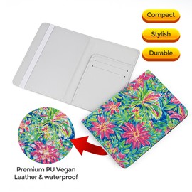 Jolitee Passport Holder Travel Wallet – Premium PU Vegan Leather, Compact & Waterproof Passport Case with Card Slots & Elastic Closure, Pink Floral