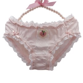 AICHENS Panties, Cute, Loli, Stylish, Floral Pattern, Ruffle, Embroidery, Pure Cotton Fabric, Haten Print, Princess Pants, Breathable, Comfortable, Girls' Atmosphere, Soft, Non-restrictive, No Sewing,