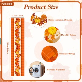 Thanksgiving Table Runner, 13x72 inch Cotton Fall Table Runner, Pumpkin Maple Leaf Table Runner Fall Harvest Tablecloth Vintage Table Decoration for Indoor Outdoor Dining Table