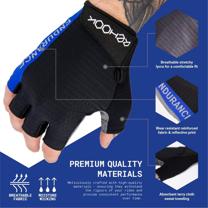 Rehook Endurance Gel Padded Half-Finger Cycling Gloves - Unisex Anti-Slip