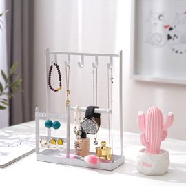 KAKEICE Necklace Holder Stand Jewelry Stand Ring Organizer Necklace Display Organizer Jewelry Organizer (White)