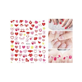 Generic Heart Love Nail Sticker Arrow Valentine Day Love Lock Key Red Lips Wg453 Nail Wraps Art Stickers Manicure Supplies for Women for Home Nails Full Long Lasting Easy Apply and Remove
