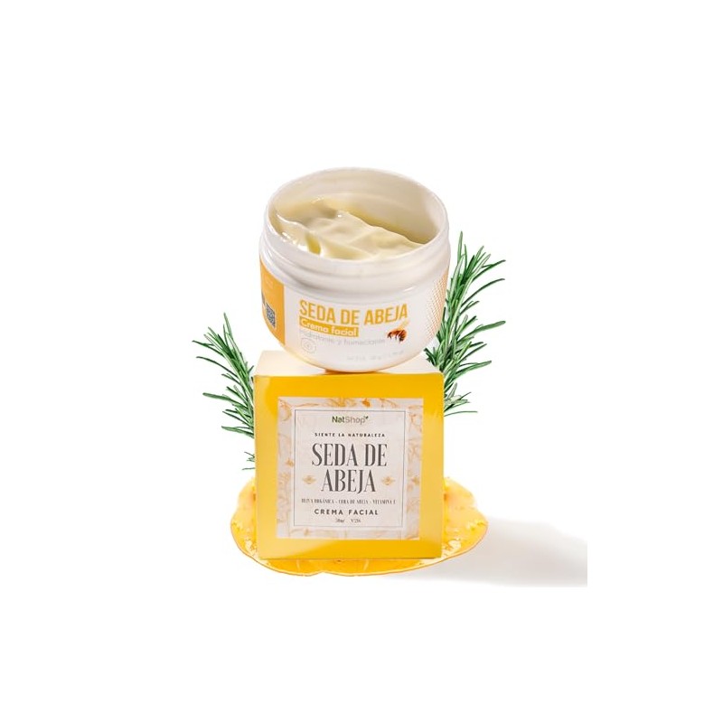 Natshop Crema Facial Seda Abeja Natural Aceite Oliva Romero Hidratante