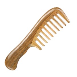 IWOWHERO Natural Sandalwood Wide Tooth Massage Comb for Scalp Relaxation and Detangling Durable Wooden Hair Massager with Dense Teeth Lightweight Portable for Daily Care and Travel Khaki