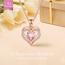 CDE Women's Heart Necklace, 925 Sterling Silver, Birthstone, Jewellery, Heart Pendant, Christmas, Valentine's or Mother's Day Gift, Wedding Anniversary, Wife, Girlfriend or Mum, Cubic Zirconia