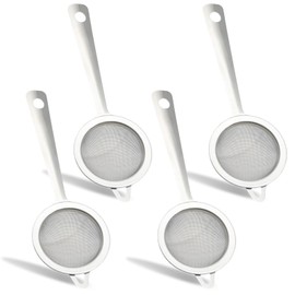Wjelet 4 Pcs Mini Sieve, Stainless Steel Tea Strainer with Handle,Tea Strainers for Loose Tea,Durable and Easy to Clean for Coffee, Spices and Kitchen Sifter