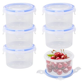UOCAI 6 x 300 ml food storage containers, round with lid, airtight food storage container, leak-proof small containers, plastic storage containers, freezer containers, storage box, kitchen containers