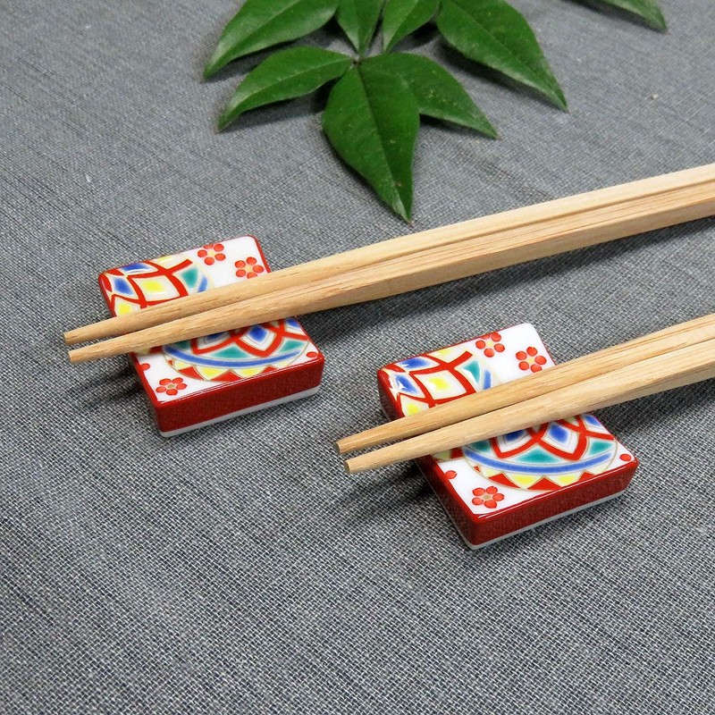 Chopsticks Rest Stylish Kutani Ware Pair Chopsticks Rest Set, Temari