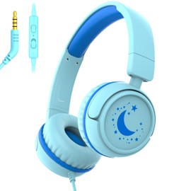 IMYB Kids Headphones with Cord for School (Cyan)