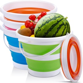 4 Pcs Collapsible Bucket Small Cleaning Bucket with Handle 2. 6 Gallon (10l) with Each, Foldable Round Tub for Household Outdoor Car Washing Portable Camping Beach Sand Tub(Blue, Green, Orange, Pink)