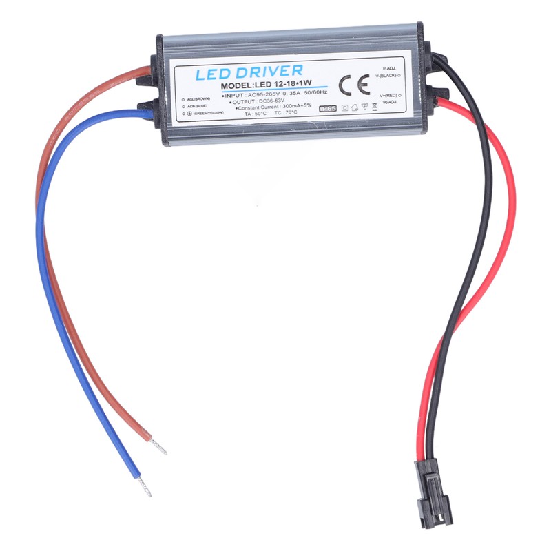 12‑18X1W 300mA LED Driver AC95‑265V/DC36‑63V Waterproof LED Power Driver for