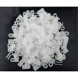 XINGYHENG 200pcs White Nylon R-Type Cable Clamp Fastener for 1/8 Inch (3.2mm) Dia Wire Tube (Plastic Wire Cord Clip Fixer)