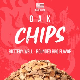 FOGO Oak Wood Chips for Grilling and Smoking, Buttery Well-Rounded BBQ Flavor for Charcoal and Gas Grills, Made in USA, 1.4 lb Bag, 6-Pack