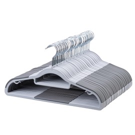LMTrystFit 50-Pack Plastic Clothes Hangers, Space Saver, Non Slip, 360° Swivel Hook, 0.2 Inches Slim, Sturdy Heavy Duty Coat, Durable Hangers for Suits, Light and Dark Gray