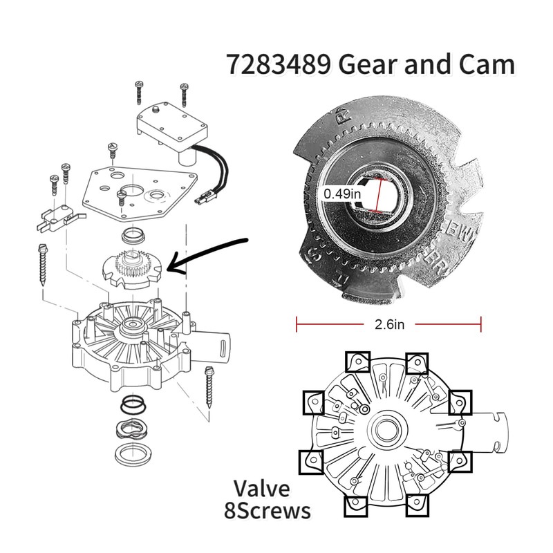 7384691 7286039 Water Softener Motor and Cam Gears Kit for