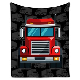 Truck Blanket, Cozy Soft Throw Gifts for Kids, Cute Black Flannel Throw Blankets for Couch Sofa, 40x50 Inches