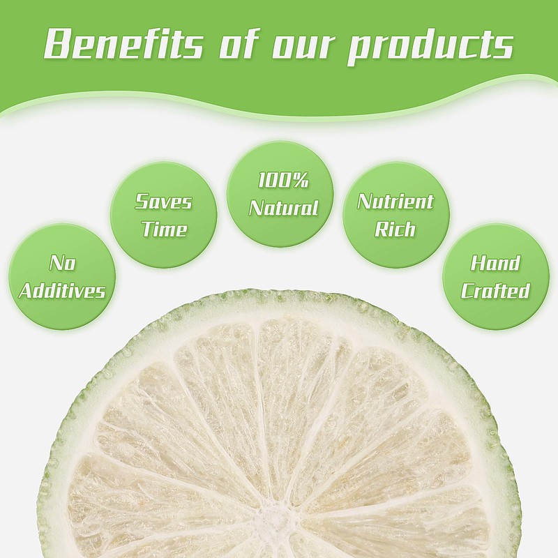 Haomly Freeze-dried Seedless Lime Slices,2.8oz(80g),Dehydrated Limes for Cocktails,Tea, Snacking, Baking,