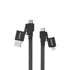 Raycon Magic Flex Cable, Universal Cable Charger 6-in-1 (6 inches), 100 Watt, iProduct Compatible/USB C/USB A for Smartphones, Tablets & Accessories - Black