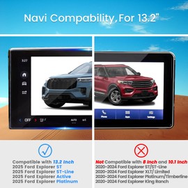 SCYBSTCA 2025 Explorer Screen Protector Designed for 2025 Ford Explorer【Active/ST-Line/ST/Platinum】 13.2 Inch Touchscreen - 2025 Ford Explorer Accessories Tempered Glass Scratch Resistant