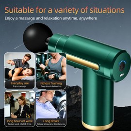 Massage Gun, Electric Massager, Suitable for Whole Body to Relieve Fatigue, Replaceable Massage Head Impact Massager, The Best Choice for Gift Giving (Green-720)