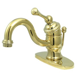 Kingston Brass KB3402BL Victorian 4-Inch Centerset Lavatory Faucet, Polished Brass with Metal lever handle