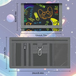 Aucuu Kids Wallet, Cartoon Waterproof Wallet, Trifold Wallets with Card Slots Lanyard, Travel Document Wallets for Teenagers Boys Girls for School, Travel, Birthday Gifts (Game Console)