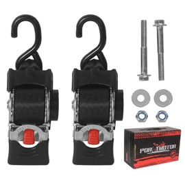Porotmotor Stainless Steel Bolt-On Retractable Ratchet Straps, 2 inch x 9 feet Self Retracting Ratchet Straps Transom Tie Down for Boat, Jet Ski, Motorcycle, Trailers, ATVs, UTVs (2 Pack)