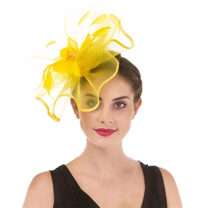 SAFERIN Fascinator Hat Feather Mesh Net Veil Cocktail Tea Party