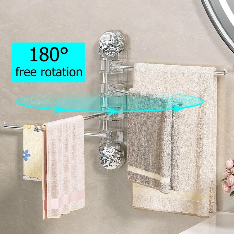 Meiliyizu Towel Rack with Suction Cup, 2 Rails, Silver, Stainless