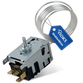 VIOKS Fridge Thermostat 4 x 6.3 mm AMP Replacement for Ranco K59H1300 Liebherr 6151086 Miеle 1513061 Gorenje 596279 Dаnfoss Thermostat 077B6738 - Cooling Thermostat Temperature Controller for Freezer