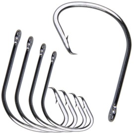 Circle Hooks for Catfish,50pcs/Box Saltwater Fishing Hooks High Carbon Steel Offset Inline Hooks Fishing Tackle for Bass Trout Freshwater 10/0
